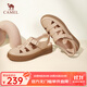 駱駝（CAMEL）鏤空包頭涼鞋女厚底豬籠鞋羅馬涼鞋女 L24M022002杏色 38