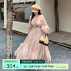 惟友大碼女裝連衣裙胖妹妹秋裝胖mm200斤法式氛圍感氣質(zhì)長(cháng)裙 云霧杏咖 XL 【尺碼偏大】 建議130-150斤