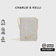 CHARLIE&KELLI CK品牌包包女包鱷魚紋附件包零錢包女士2025新款錢包卡包手拿包 淺灰色