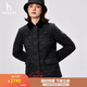 哈吉斯（HAZZYS）女裝 春秋款女士菱格簡(jiǎn)約翻領(lǐng)絎縫棉服女ASSSU0BCU21 黑色BK M (160/84A 38)