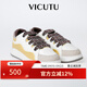 威可多（VICUTU）男士休閑鞋舒適耐穿時(shí)尚潮流拼色商務(wù)通勤運動(dòng)款百搭休閑鞋男 米白+黃色 41
