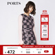 PORTS寶姿 新品女裝優(yōu)雅格紋無袖收腰連衣裙SA9D006GFQ019 丈青淺粉混色 M (6)