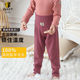 JANUS加厚美利奴羊毛嬰幼兒哈衣爬服 保暖包屁護肚褲 秋冬耐磨款 挪威 374野姜紅-高腰褲25NEW 80cm