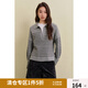 獨束大碼女裝條紋毛衫2024冬新款韓式胖mm顯瘦小眾設計感翻領(lǐng)毛衫 高階灰 2XL (尺碼：4)