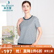 米蘭登（MILANDON）2025夏季新款中老年女裝媽媽裝圓領(lǐng)格子針織短袖t恤女薄3Q2T1132X 綠花 XL
