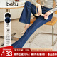 betu百圖女裝秋季牛仔褲高腰褲子大長(zhǎng)腿喇叭牛仔褲女2208T72 深牛仔藍(lán) M