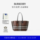 博柏利（BURBERRY）【禮物】女包 格紋拼皮革中號托特手提包