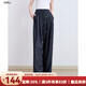 百圖betu女裝2025夏季新款休閑闊腿褲拖地松弛感顯瘦彎刀褲女2507T44 深牛仔藍 M
