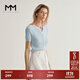 麥檬MM商場(chǎng)同款夏時(shí)尚百搭藍色V領(lǐng)短袖毛針織衫5F4231422 淺藍 S