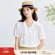茵曼（INMAN）純棉法式荷葉邊短袖白襯衫女2025夏季氣質(zhì)百搭繡花薄款襯衣 珍珠白 M
