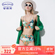安莉芳印花性感比基尼分體泳衣女士網(wǎng)紗防曬沙灘泳裝3件套 花色FLW M 