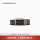 EMPORIO ARMANI/阿瑪尼官方旗艦【禮物】新款男士雙面老錢(qián)風(fēng)針扣腰帶3.5CM秋季 80741-黑色荔枝紋/黑色光面