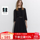 ScofieldScofield女裝法式小高圓領(lǐng)優(yōu)雅通勤七分袖百褶連衣裙氣質(zhì)中長裙 黑色 M 165