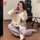 貓人（MiiOW）睡衣秋冬季女款2025新款空氣棉夾棉長(cháng)袖大碼胖mm冬天加厚純棉套裝 YQM6820#紫庫洛米 XL [116-130斤]