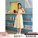 紫涵（ZIHAN）紫涵藍色吊帶背心連衣裙女2025夏季新款甜美寬松顯瘦中長款花苞裙 長款-米金 XS