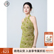 固執（OBSTINATE）《綠漣》2025夏季復古綠色清冷感新中式旗袍無(wú)袖掛脖魚(yú)尾連衣裙女 綠色連衣裙 M