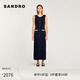 SANDRO2025春夏新款女裝法式花邊撞色百褶針織連衣裙SFPRO04143 黑色 M