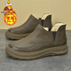 稻草人（MEXICAN）冬季高幫真皮男鞋寬頭復古工裝馬丁靴新款男士加絨保暖休閑皮鞋子 灰色 羊毛內里 40