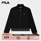 FILA 斐樂(lè)官方女士針織長(zhǎng)袖外套2025夏新款時(shí)尚休閑簡(jiǎn)約寬松上衣 正黑色-BK M 165/84A/M