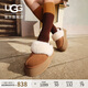 UGG秋季新款女士厚底LOGO松緊帶懶人毛毛鞋1113474CHE|栗色38