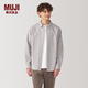 無印良品（MUJI）男式 水洗牛津紐扣領(lǐng)長袖襯衫 男士襯衣外套純棉 春季 AC4AAC4A 米色格紋 XL (180/104A)