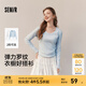 森馬（Semir）長(cháng)袖t恤女短款大圓領(lǐng)彈力修身顯瘦2025年春新款簡(jiǎn)約純色百搭上衣 冰藍80990 S 155/80A