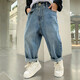 淘尼鼠2025春秋款男童牛仔褲中大兒童裝韓版寬松直筒褲男孩洋氣百搭長(cháng)褲 藍色 140