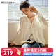 Olrain歐芮兒2025夏季新款氣質(zhì)V領(lǐng)綁帶設計飄逸靈動(dòng)仙氣雪紡衫 米杏色 S