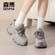 森馬（senma）厚底增高老爹鞋女秋冬休閑運動(dòng)加絨森馬女鞋 灰紫色（加絨） 37