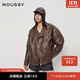 moussy秋季新品機車(chē)風(fēng)寬松廓形皮衣夾克棉衣女028HAZ30-0291 060棕色 M