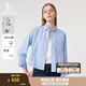 哈吉斯（HAZZYS）女裝 春季商務(wù)女襯衣上班通勤【PHIZ系列】條紋長袖襯衫 藍(lán)色BL L (165/88A 40)