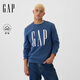 蓋璞（GAP）男女裝2025秋季新款印花logo抓絨圓領(lǐng)衛衣合身上衣美版542214 灰藍色 542214 M 美碼 L亞洲碼180/96A 【偏大，建議拍小一碼】