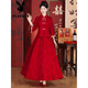 花花公子（PLAYBOY）喜慶敬酒服改良國風(fēng)新娘婚服2025新款提花秀禾服中式寬松盤(pán)扣禮服 套裝（紅色上衣 紅色半身裙）官方旗艦版 L