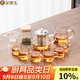 金鑲玉 玻璃茶具套裝 帶過(guò)濾茶水分離茶壺加厚高硼硅玻璃套組茶杯茶葉罐 雅風(fēng)壺茶具套組