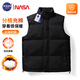 NASA GISS棉馬甲男港風(fēng)男潮牌寬松百搭休閑坎肩立領(lǐng)棉衣外套上衣 黑色 2XL