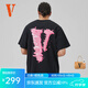VLONEFRIENDS賽博風(fēng)破碎大LOGO印花 短袖T恤男女同款黑粉情侶新款純棉 VLTE25007黑粉 XL