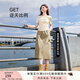 香影工裝裙半身女2025夏季新款口袋純棉a字開(kāi)叉抽繩顯瘦休閑裙子 卡其色 S