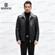 BESNOS意大利品牌皮毛一體男水貂內膽胎牛皮夾克整貂翻領(lǐng)真皮皮衣外套冬 黑色 M -165