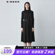 S.DEER圣迪奧女裝半高領(lǐng)拼接收腰不規則黑色通勤ol連衣裙S221Z1282 黑色/91 M 165