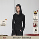日著(zhù)（rizhuo）原創(chuàng  )設計女裝2024年秋季新款 小眾別致上衣打底衫連帽長(cháng)袖t恤 黑色現貨 XL