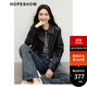 紅袖黑色PU皮衣春季2025新款女裝酷颯機車(chē)風(fēng)直身拉鏈翻領(lǐng)百搭短外套 黑050 S