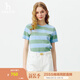 哈吉斯（HAZZYS）女裝 2025夏季新款女士拼色寬條紋寬松T恤衫女ASTSE0CBE54 綠色GR L (165/88A 40)