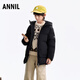 安奈兒（Annil）童裝男女童發(fā)熱中長(cháng)款羽絨服2025冬新款防寒 黑色 170