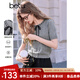 百圖betu女裝2025春夏新款毛針織衫蝴蝶結綁帶短袖針織衫女2502T06 灰色 L