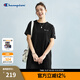 Champion冠軍連衣裙2025夏季新款簡約純色刺繡純棉短袖t恤裙女士 黑色 L