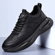 AJKI品牌男鞋2025秋冬皮面休閑運動(dòng)鞋爆米花氣墊減震跑步鞋男加絨棉鞋 黑色 42