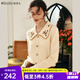 Olrain歐芮兒法式杏黃色毛衣女春裝新款復(fù)古寬松娃娃領(lǐng)上衣 杏黃色 M