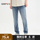 三福2025夏季男士合身小腳牛仔褲 都市通勤直腰長(zhǎng)褲男498507 天藍(lán) 33