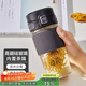 私家良品（cica） 玻璃水杯男女泡茶杯茶水分離辦公室咖啡杯便攜高顏值水杯子夏季 象牙黑-（直飲款+帶茶隔） 460ml