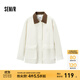森馬（Semir）外套女中長(cháng)款拼色燈芯絨翻領(lǐng)復古2024新款秋刺繡寬松夾克時(shí)尚 咖白色調00351 M